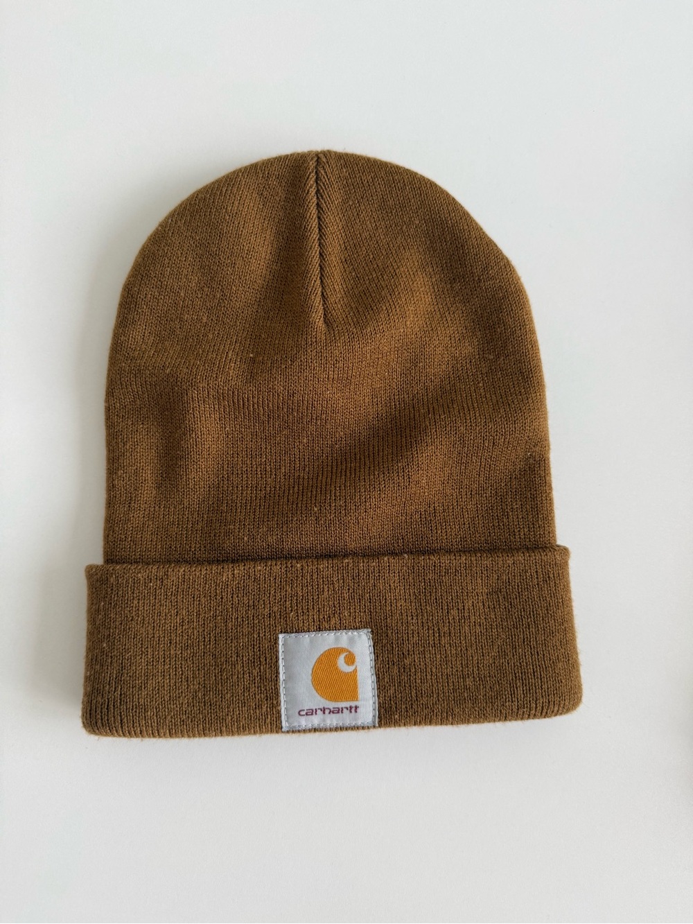 Carhartt Caramel Brown Knit Beanie with Logo Patch